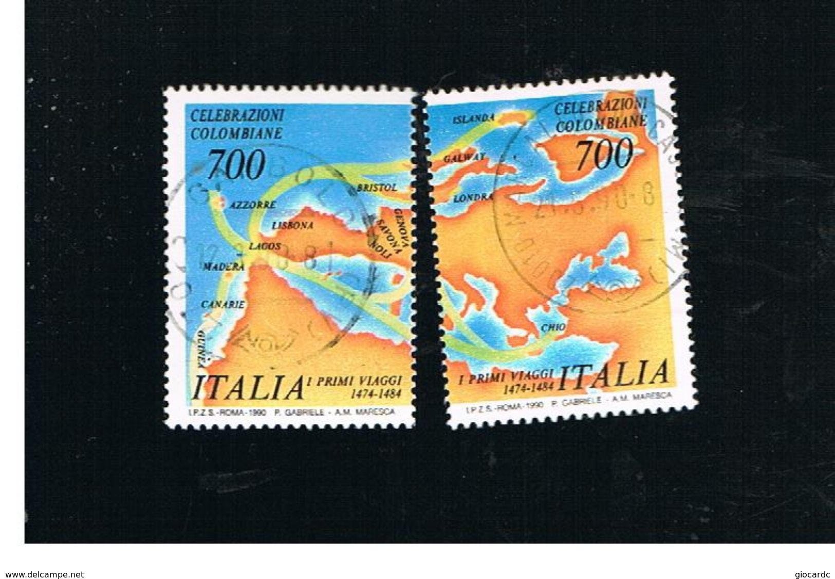 ITALIA REPUBBLICA  - SASS. 1888.1889    -      1990    COLOMBO.  -      USATO - 1981-90: Usados