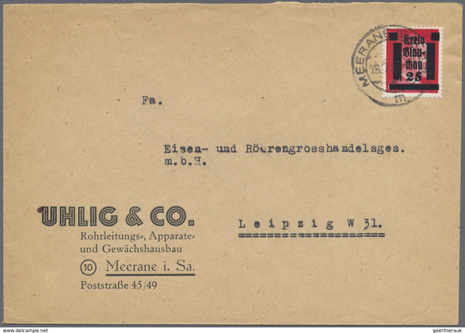 Br Deutsche Lokalausgaben Ab 1945: Bedarfsbrief Aus Glauchau/Meerane Vom 28.7.45 Nach Leipzig, Michelnu - Sonstige & Ohne Zuordnung