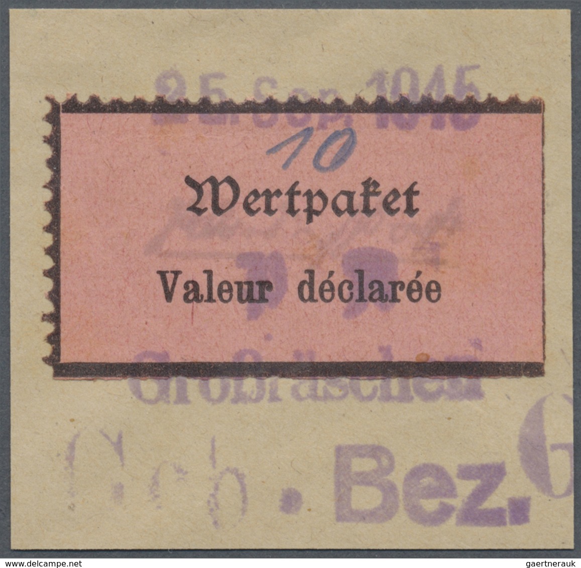 Brfst Deutsche Lokalausgaben Ab 1945: Großräschen: 1945, 10 Pfg. Wertpaketzettel Mit Notstempel Auf Briefs - Altri & Non Classificati