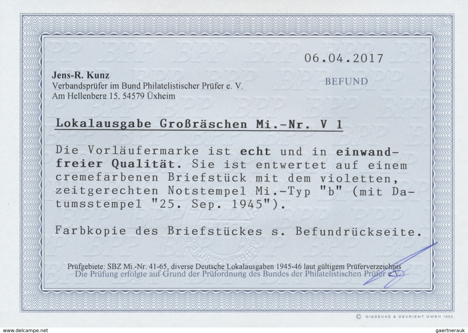 Brfst Deutsche Lokalausgaben Ab 1945: Großräschen: 1945, 10 Pfg. Wertpaketzettel Mit Notstempel Auf Briefs - Sonstige & Ohne Zuordnung
