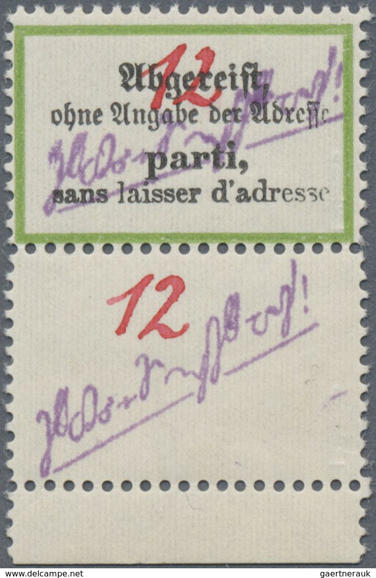 ** Deutsche Lokalausgaben Ab 1945: GROßRÄSCHEN, 1945: 12 (Pf) In Roter Tinte Auf Postzettel "Abgereist. - Autres & Non Classés