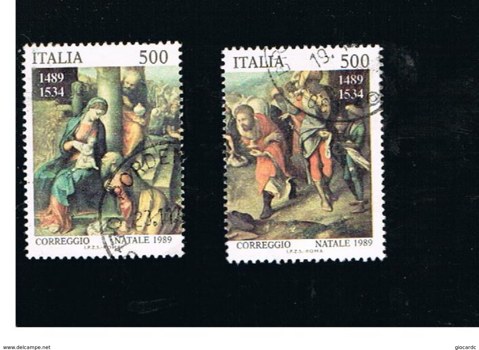 ITALIA REPUBBLICA  - SASS. 1884.1885    - 1989    NATALE  (COMPLET SET OF 2) -      USATO   -   RIF. 30728 - 1981-90: Usados