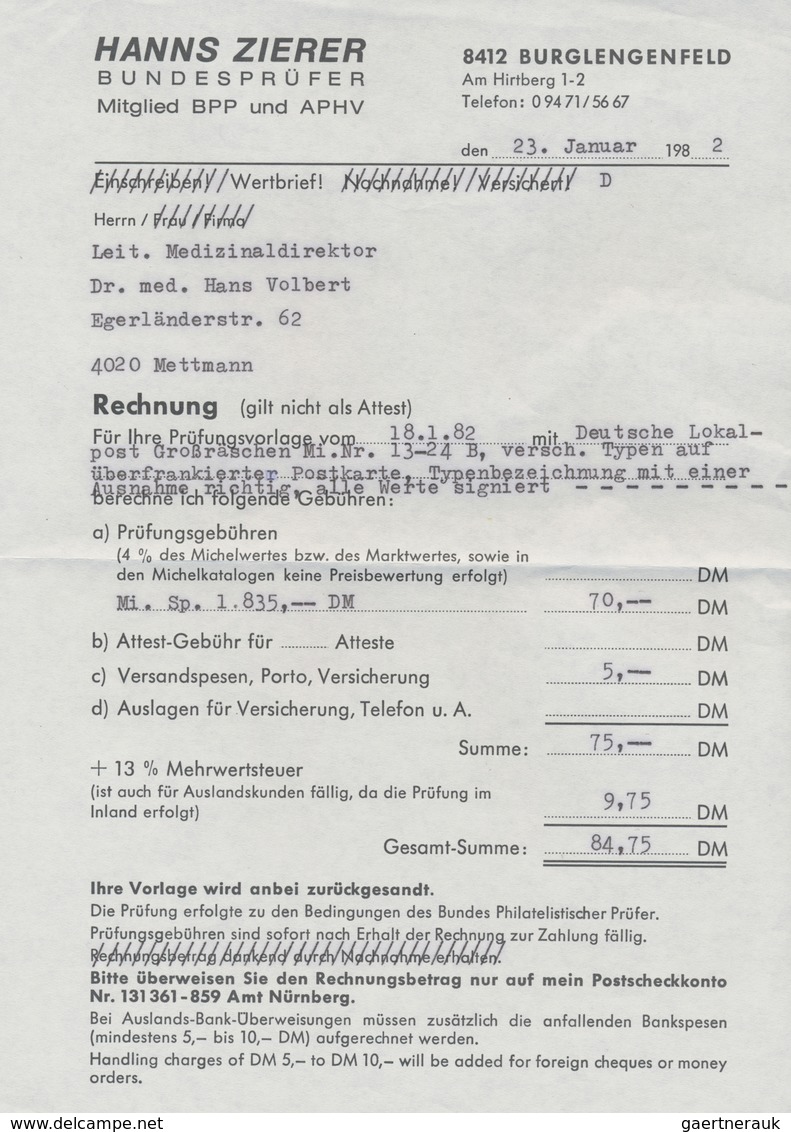 Brfst Deutsche Lokalausgaben Ab 1945: 1945. GROSSRÄSCHEN. Kpl. Satz (12 Werte) Auf überfrankierter R-Postk - Autres & Non Classés