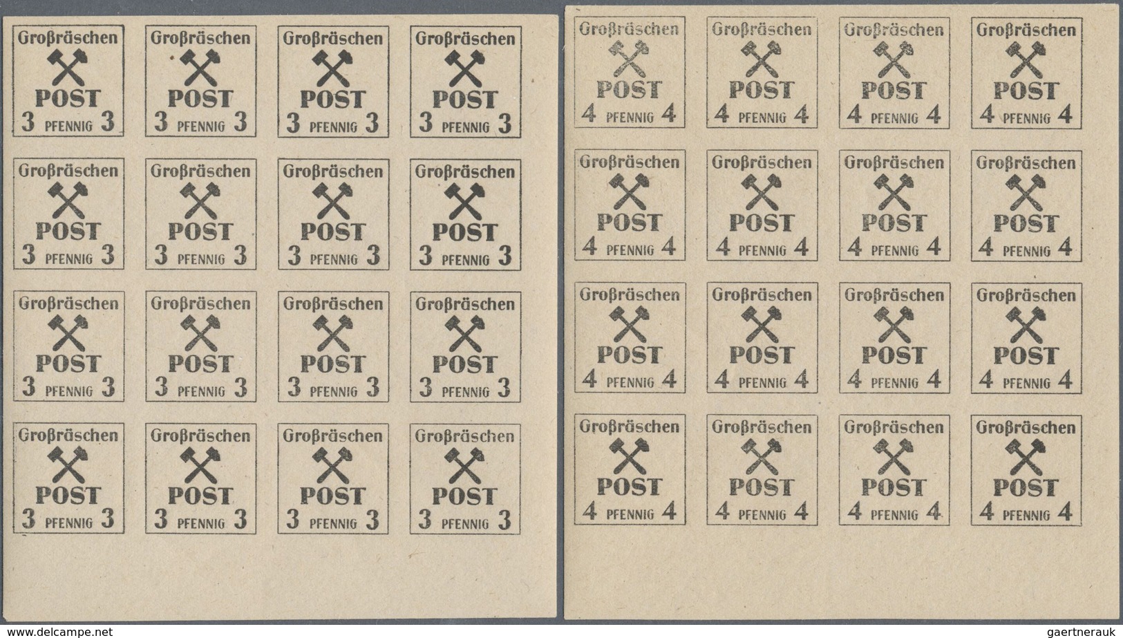 ** Deutsche Lokalausgaben Ab 1945: GROßRÄSCHEN, 1945: Freimarken-Ausgabe 3 Pf - 60 Pf Auf Grauem, Karto - Altri & Non Classificati