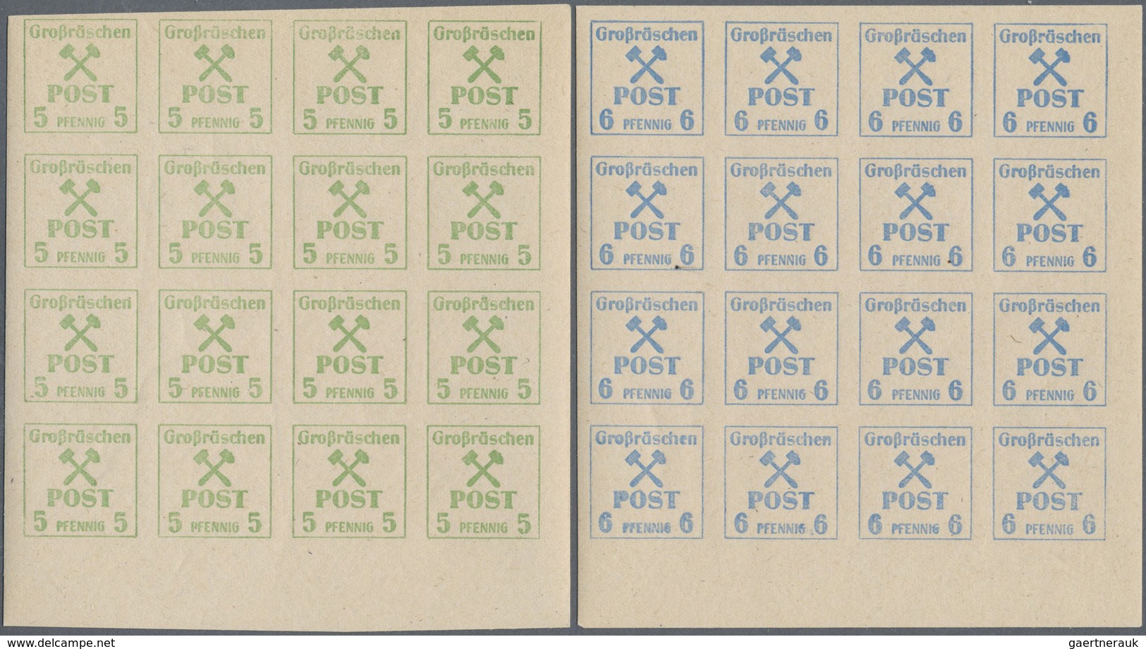 ** Deutsche Lokalausgaben Ab 1945: GROßRÄSCHEN, 1945: Freimarken-Ausgabe 3 Pf - 60 Pf Auf Grauem, Karto - Sonstige & Ohne Zuordnung