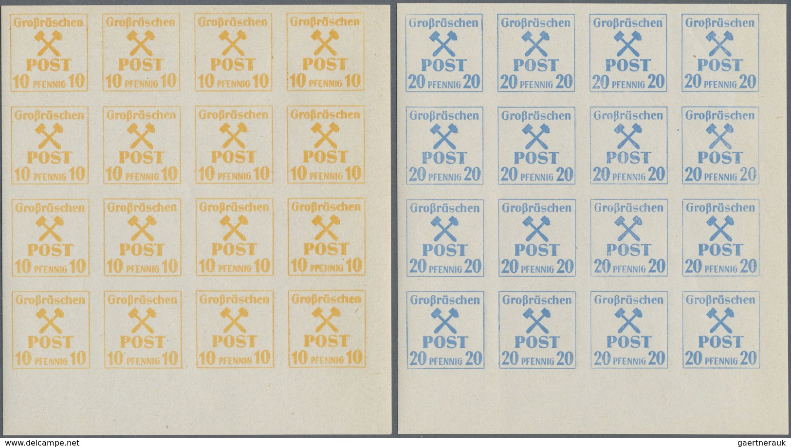 ** Deutsche Lokalausgaben Ab 1945: GROßRÄSCHEN, 1945: Freimarken-Ausgabe 3 Pf - 5 Pf, 8 Pf - 10 Pf, 20 - Autres & Non Classés