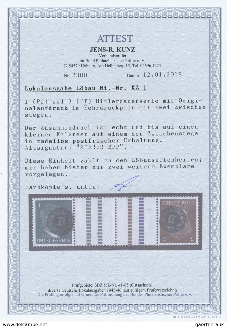 */** Deutsche Lokalausgaben Ab 1945: LÖBAU, 1945: 1 (Pf) Und 3 (Pf) Hitler Mit Originalaufdruck Im (angef - Sonstige & Ohne Zuordnung