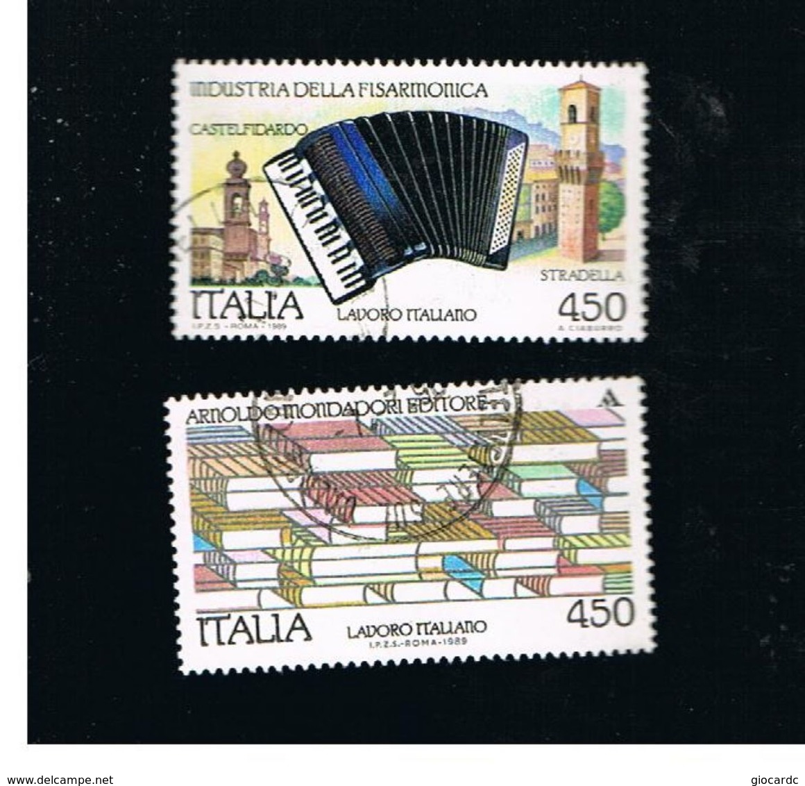 ITALIA REPUBBLICA  - SASS. 1882.1883    -      1989    FISARMONICA, MONDADORI  -      USATO - 1981-90: Usados