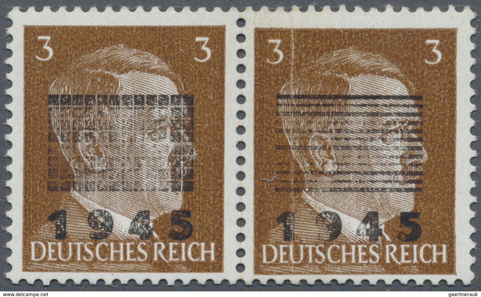 ** Deutsche Lokalausgaben Ab 1945: Netschkau-Reichenbach: 1945, 3 Pfg. Im Waagerechten Paar, Linke Mark - Sonstige & Ohne Zuordnung