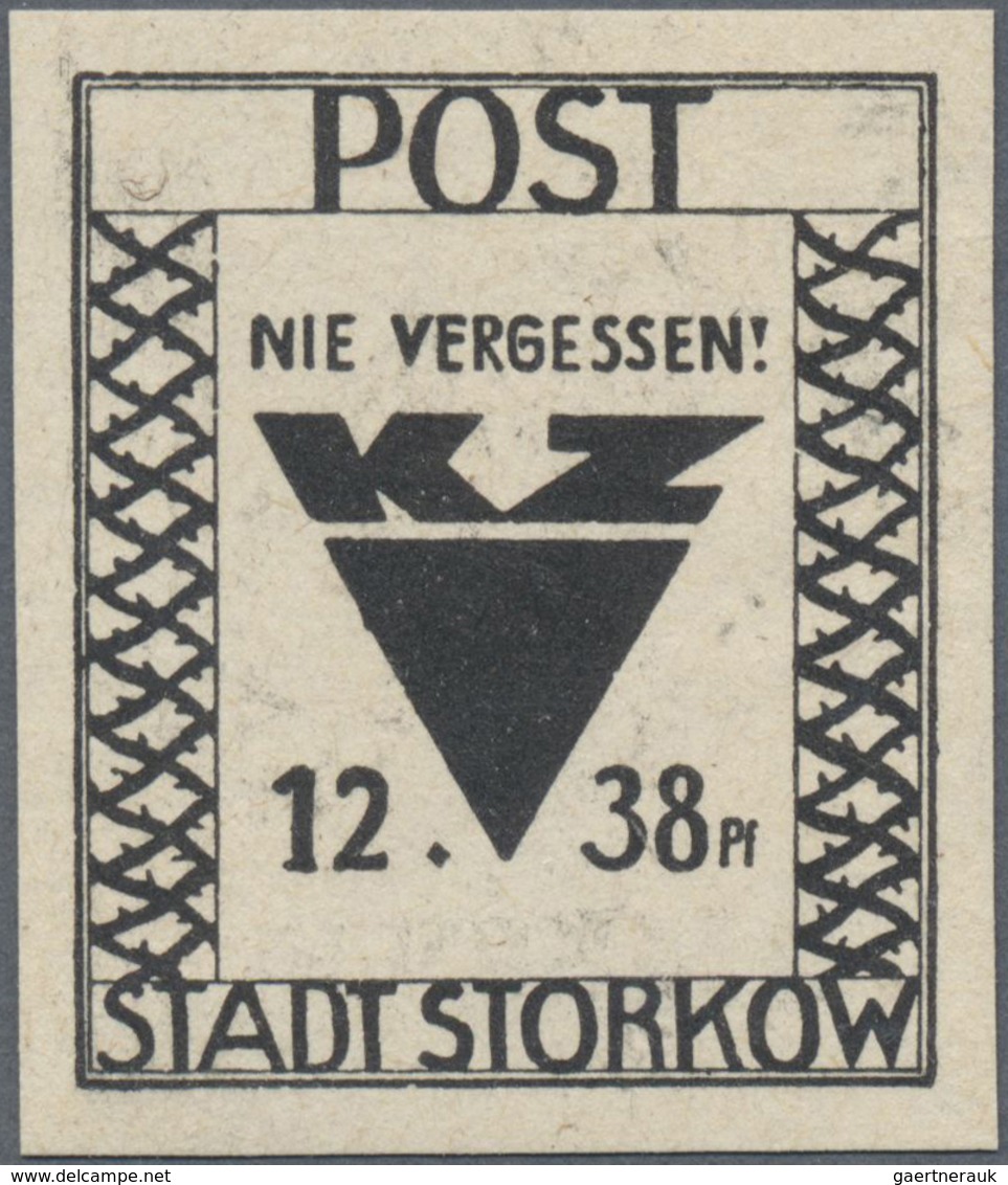 (*) Deutsche Lokalausgaben Ab 1945: STORKOW, 1946: 12 + 38 Pfg. Schwarz Auf Dünnem, Cremefarbigem Papier - Autres & Non Classés