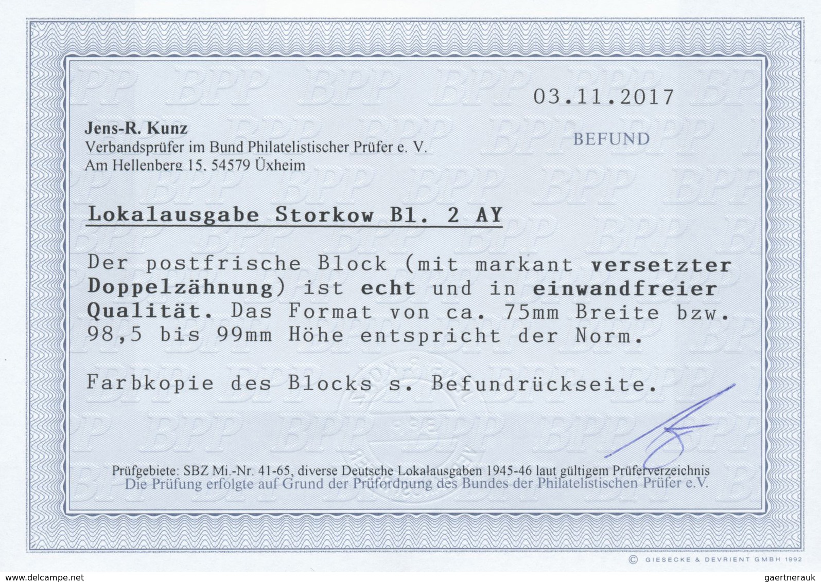 ** Deutsche Lokalausgaben Ab 1945: STORKOW, 1946: 12 + 38 Pfg. Opfer Des Faschismus-Block Auf Grünliche - Autres & Non Classés