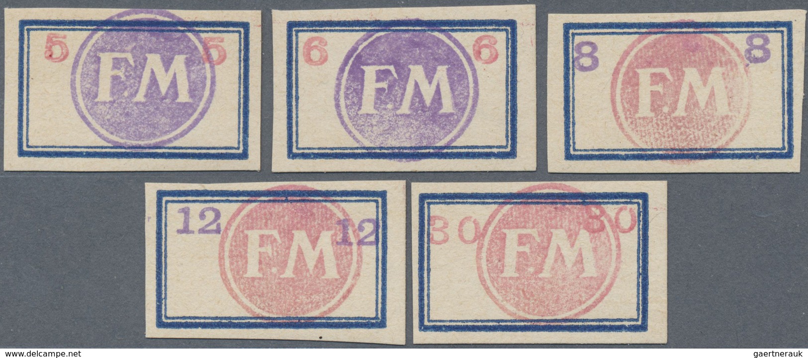 ** Deutsche Lokalausgaben Ab 1945 - Fredersdorf: FREDERSDORF, 1945: 5 Pfg - 30 Pfg Etiketten-Marken Mit - Sonstige & Ohne Zuordnung