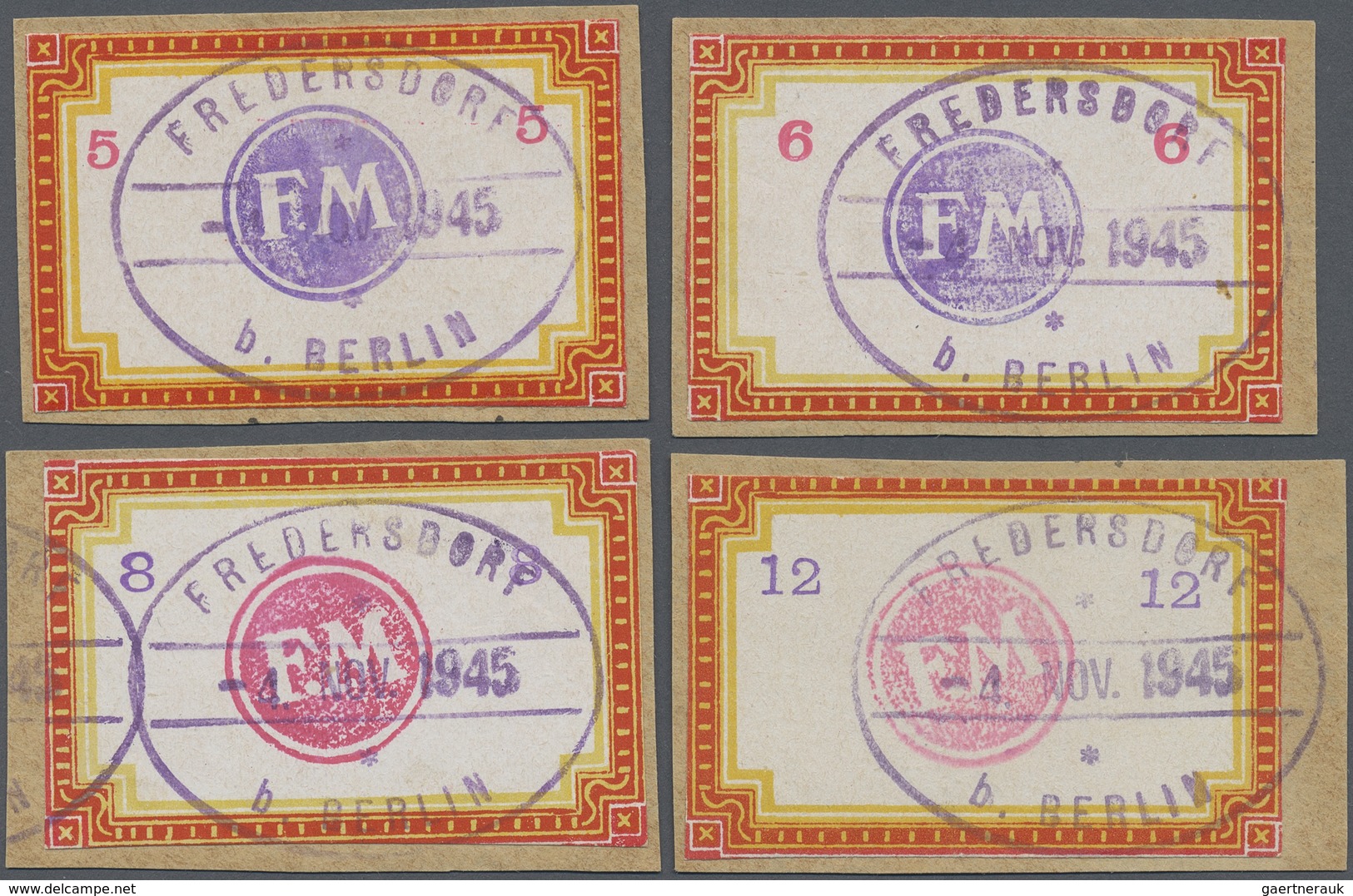 Brfst Deutsche Lokalausgaben Ab 1945 - Fredersdorf: 1945. Kpl. Satz Von 4 Werten "Ornamentrahmen 51x33 Mm" - Sonstige & Ohne Zuordnung