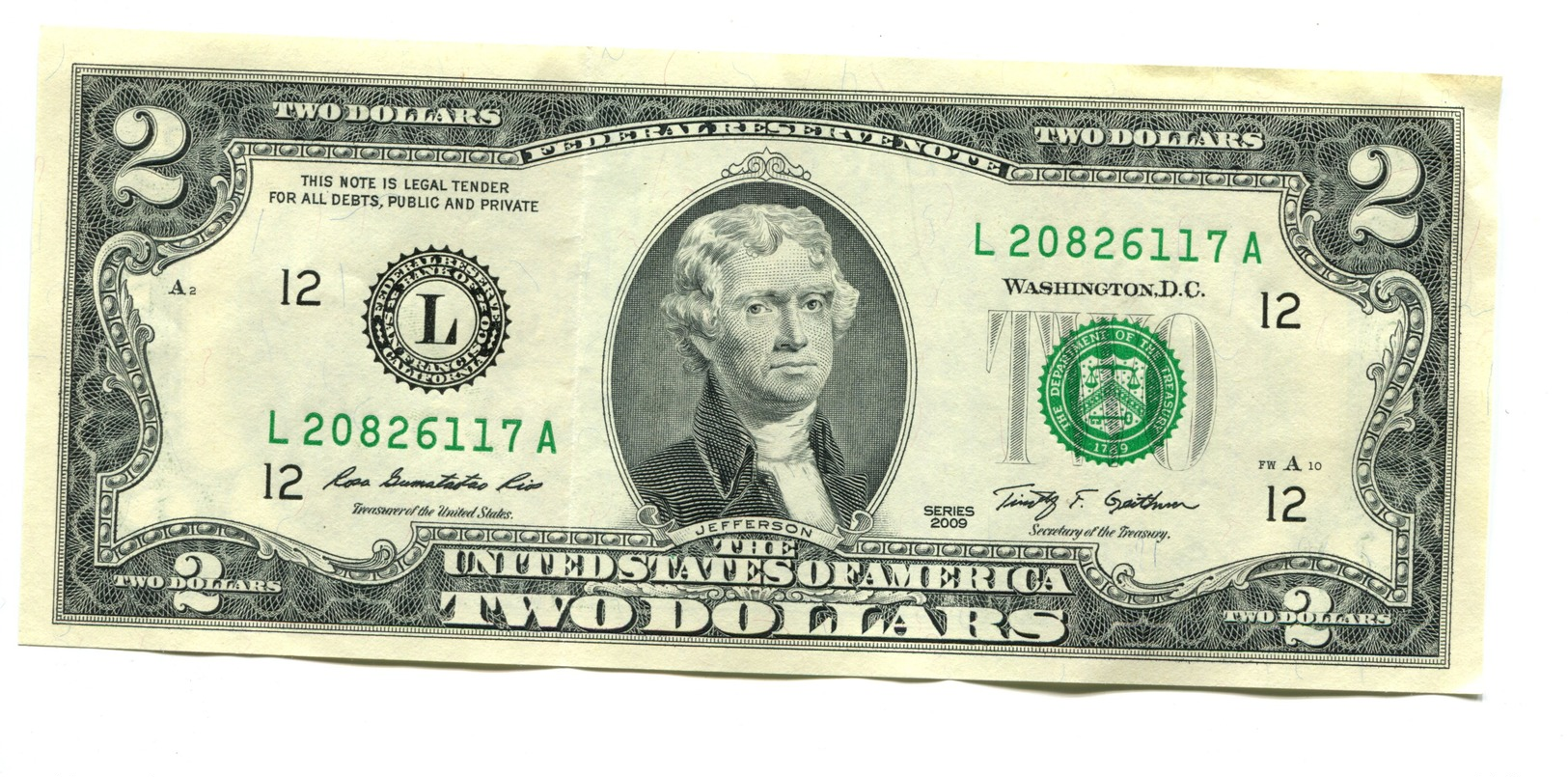 2009 USA $2 Banknote - Federal Reserve Notes (1928-...)