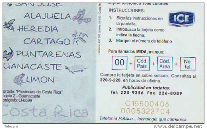 Télécarte à Puce COSTA RICA (2298) TORTUE - TURTLE * Chip Phonecard - SCHILDKRÖTE * TELEFONKARTE - Schildkröten