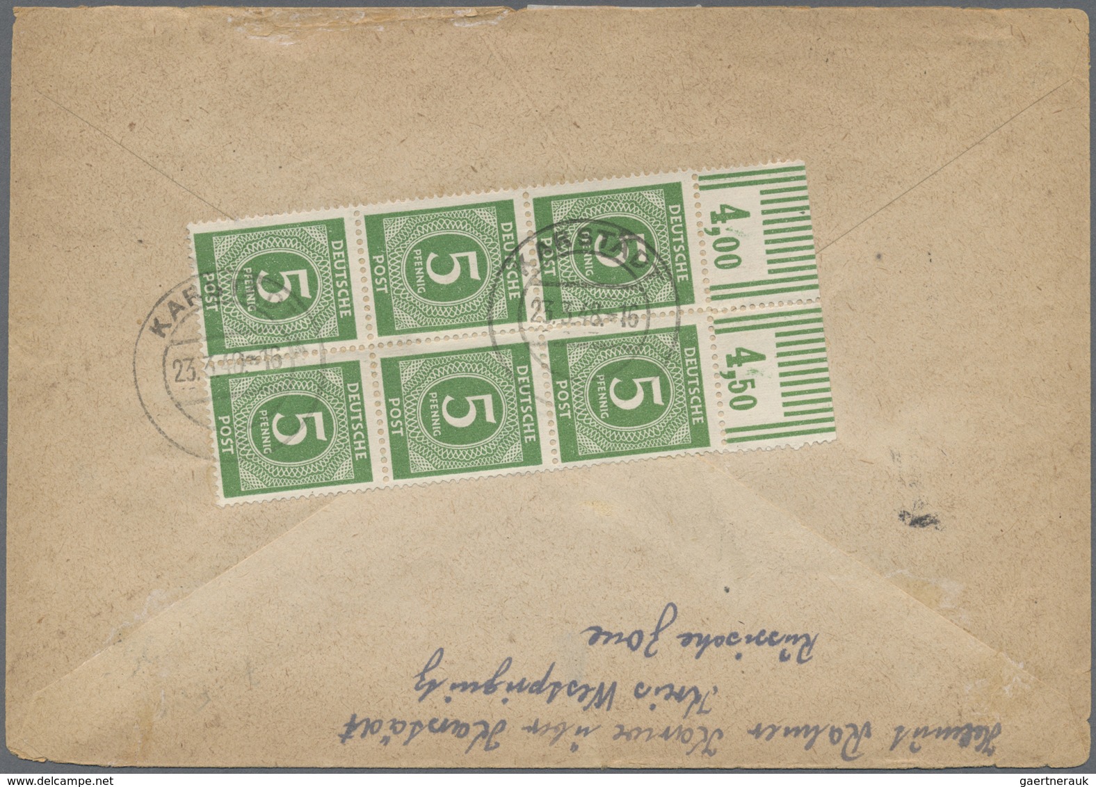 Br Alliierte Besetzung - Gemeinschaftsausgaben: 1946, 5 Pf Gelblichgrün, 10 Stück Als MeF Auf Brief Von - Sonstige & Ohne Zuordnung