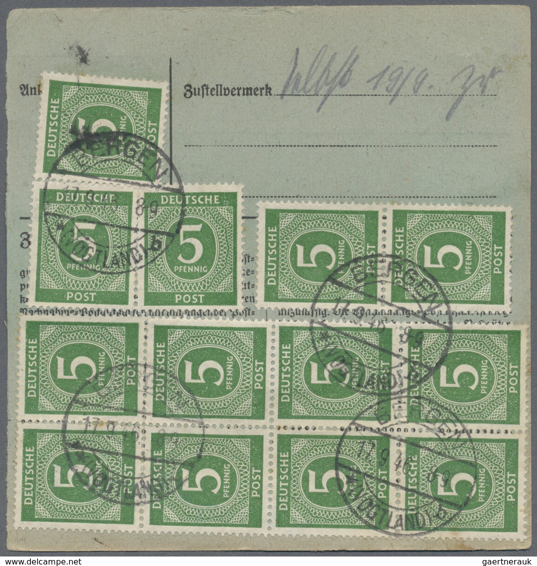 Br Alliierte Besetzung - Gemeinschaftsausgaben: 1946, 5 Pf Gelblichgrün, 16 Stück Als Massen-MeF Auf Pa - Sonstige & Ohne Zuordnung