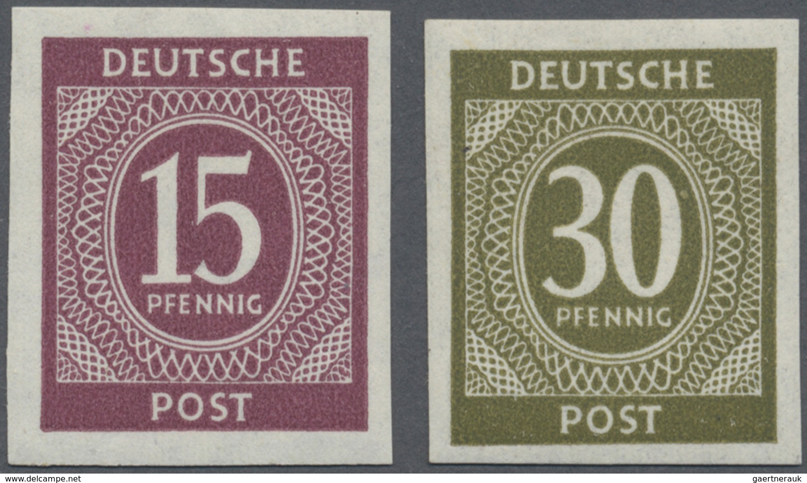 ** Alliierte Besetzung - Gemeinschaftsausgaben: 1945, 15 Pfg Und 30 Pfg Ziffern Je Ungezähnt Und Postfr - Sonstige & Ohne Zuordnung