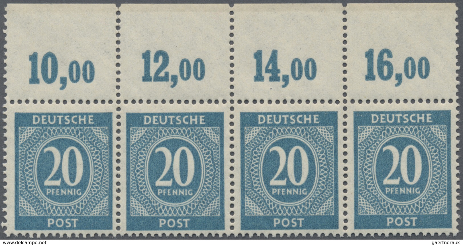 ** Alliierte Besetzung - Gemeinschaftsausgaben: 1946, 20 Pfg. Ziffer Als Postfrischer 10-er Streifen Vo - Autres & Non Classés