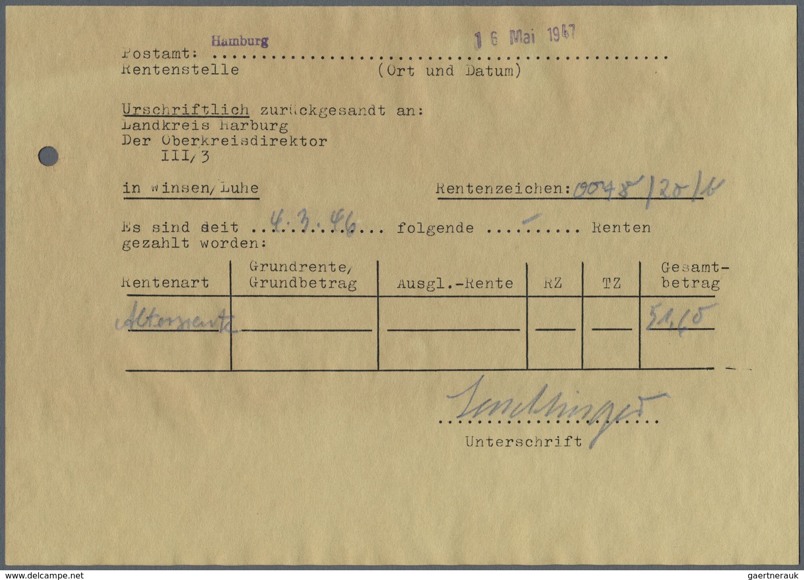 Br Alliierte Besetzung - Gemeinschaftsausgaben: 1947, 20 Pfg. Ziffer Als Einzelfrankatur Auf Rentenausk - Autres & Non Classés