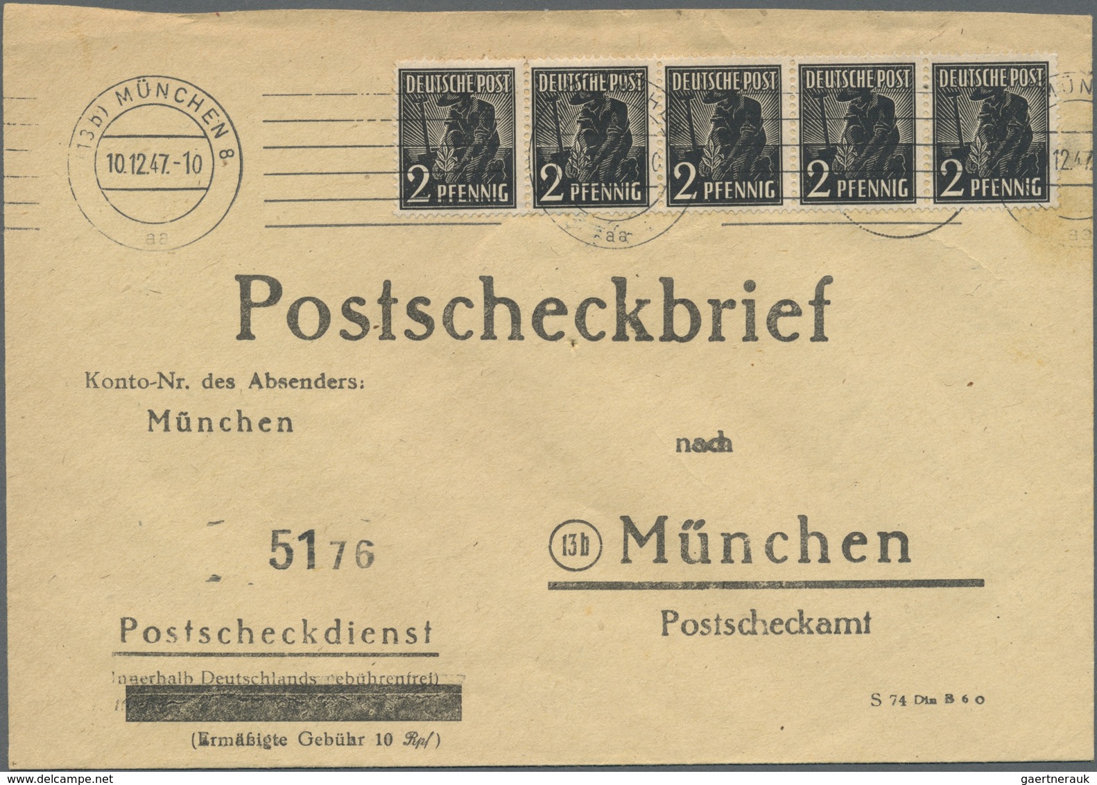 Br Alliierte Besetzung - Gemeinschaftsausgaben: 1947, 2 Pf Arbeiter, Waager. 5er-Streifen In Sehr Selte - Sonstige & Ohne Zuordnung