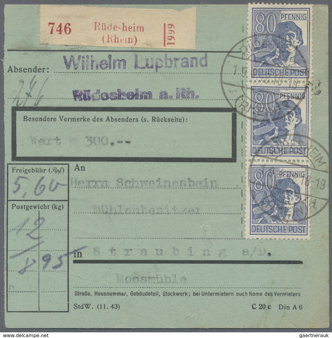 Alliierte Besetzung - Gemeinschaftsausgaben: 1947, 80 Pf Arbeiter, Partie Mit 3 Paketkarten: Dabei 5 - Sonstige & Ohne Zuordnung