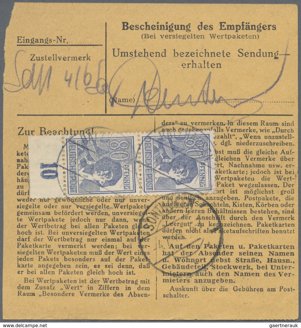 Alliierte Besetzung - Gemeinschaftsausgaben: 1947, 80 Pf Arbeiter, Partie Mit 3 Paketkarten: Dabei 5 - Autres & Non Classés