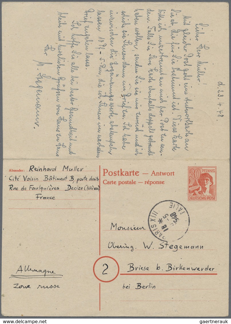 GA Alliierte Besetzung - Ganzsachen: 1948, 30 Pf Arbeiter Antwortdoppelkarte Zusammenhängend Mit Bedarf - Sonstige & Ohne Zuordnung