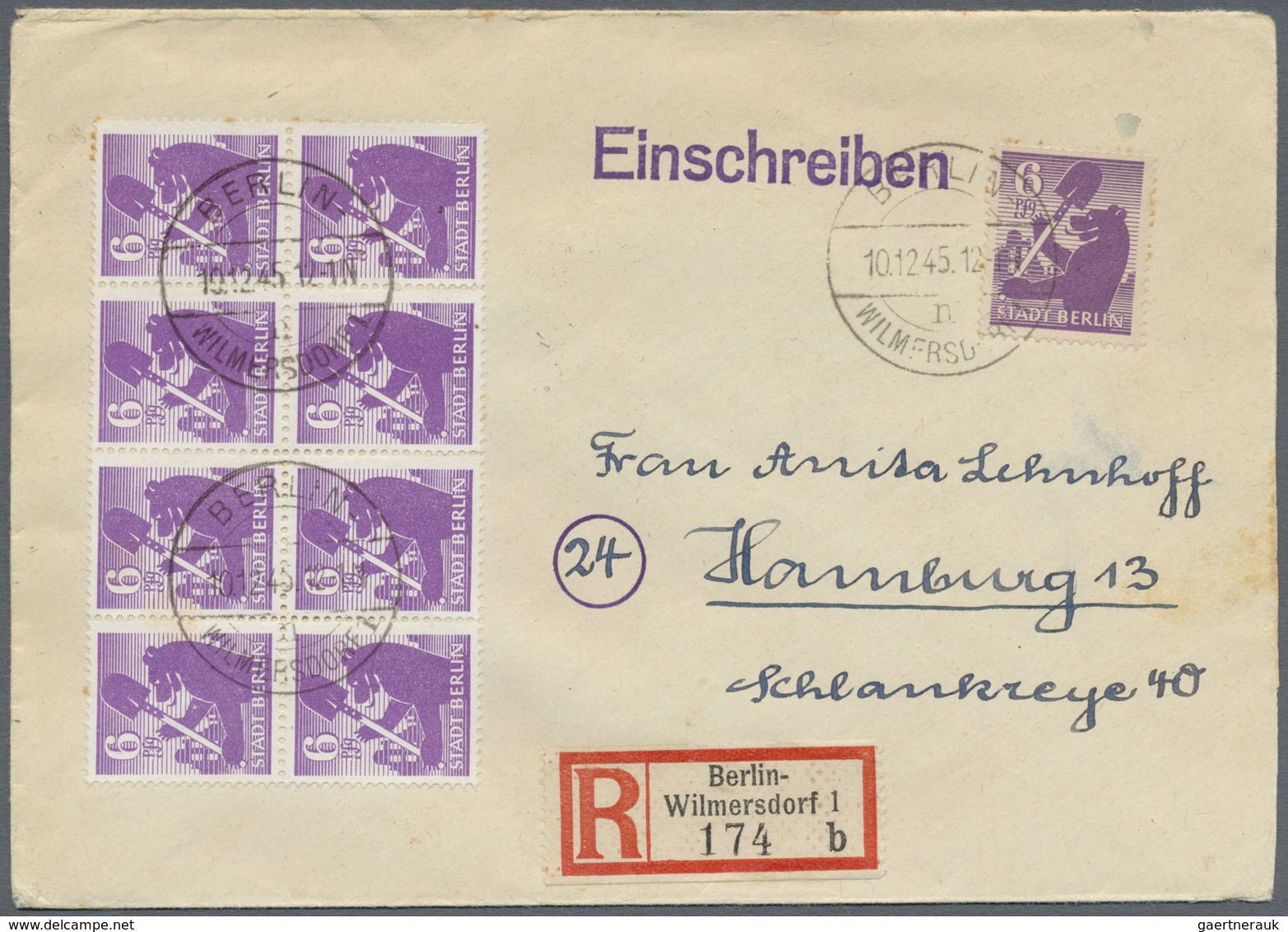 Br Sowjetische Zone - Berlin Und Brandenburg: 1945, 6 Pf Grauviolett, 3 Versch. Einschreibebriefe Mit P - Sonstige & Ohne Zuordnung