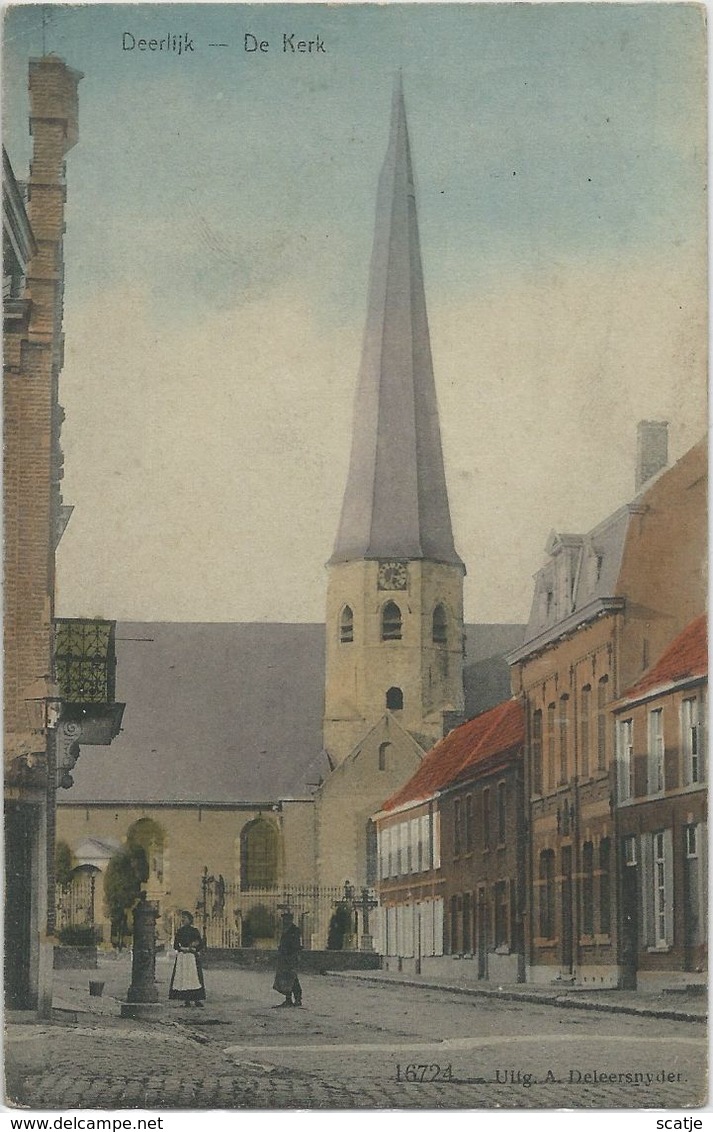 Deerlijk   -    De Kerk   -   Prachtige Ingekleurde Topkaart  -    1910 - Deerlijk