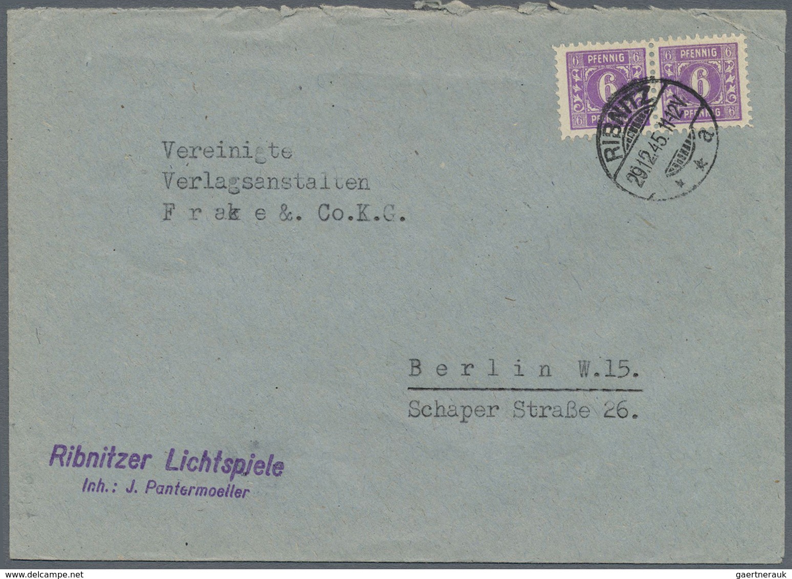 Br Sowjetische Zone - Mecklenburg-Vorpommern: 1945, 6 Pf Dkl'rotviolett Auf Glattem Papier, EF Auf Post - Other & Unclassified