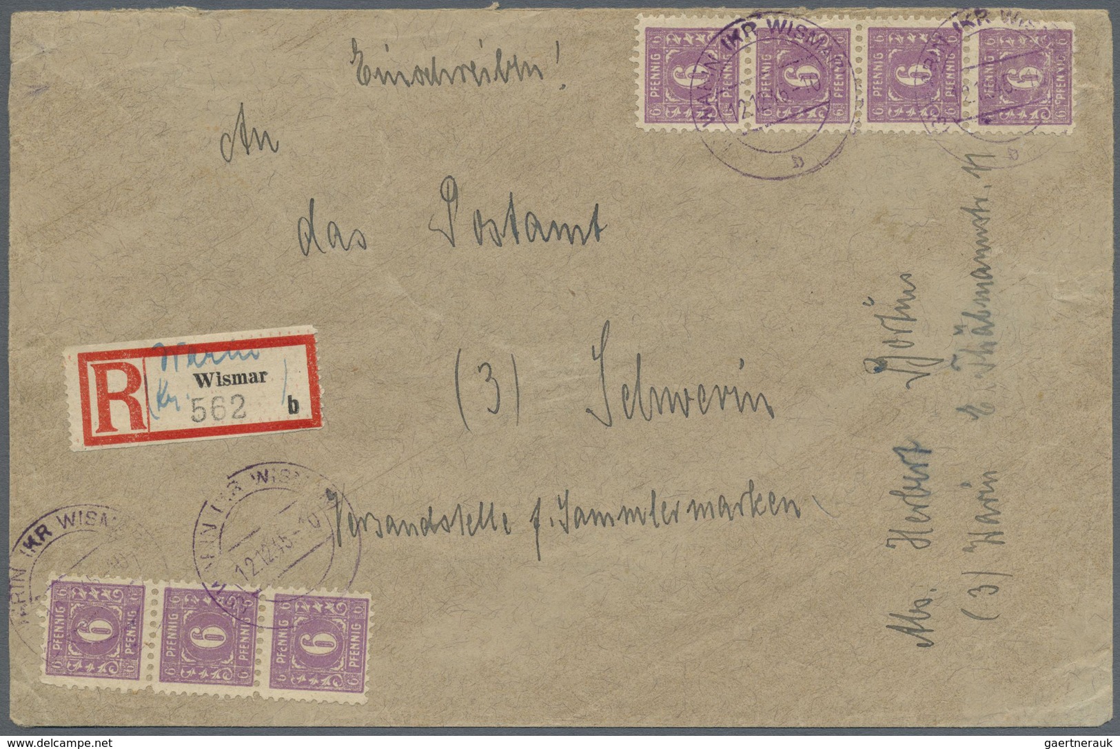 Br Sowjetische Zone - Mecklenburg-Vorpommern: 1945, 6 Pf Dkl'rotviolett Auf Glattem Papier, 7 Stück (3e - Autres & Non Classés