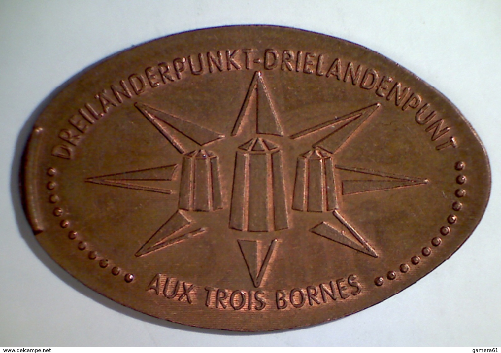 03087 GETTONE JETON TOKEN FINLAND NUMISMATIC ELONGATED PENNY SOUVENIR AUX TROIS BORNES DREILANDERPUNKT - Pièces écrasées (Elongated Coins)