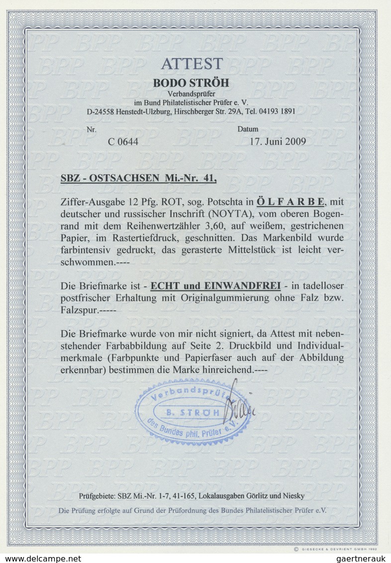 ** Sowjetische Zone - Ost-Sachsen: 1945, 12 Pfg. Rot Ziffer Im Kreis, Luxus-Oberrandstück, Auch Im Rand - Autres & Non Classés