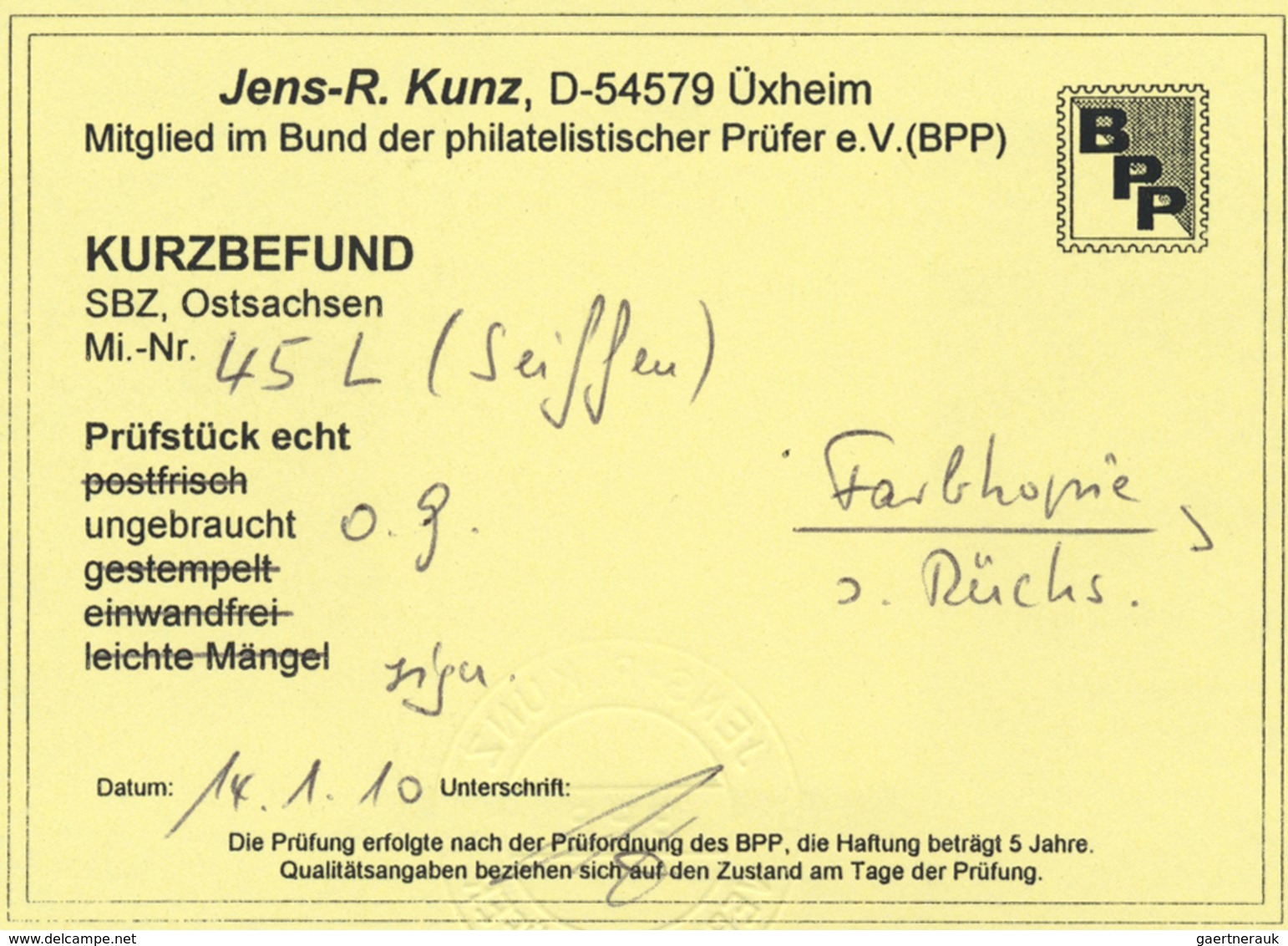 (*) Sowjetische Zone - Ost-Sachsen: 1945, Ziffer 5 Pf, 10 Pf, 20 Pf und 40 Pf mit nachträglichem, unrege