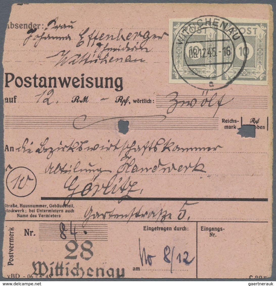 Br Sowjetische Zone - Ost-Sachsen: 1945, 10 Pf Grau, 3 Stück Als Portogerechte MeF Auf Postanweisung üb - Sonstige & Ohne Zuordnung