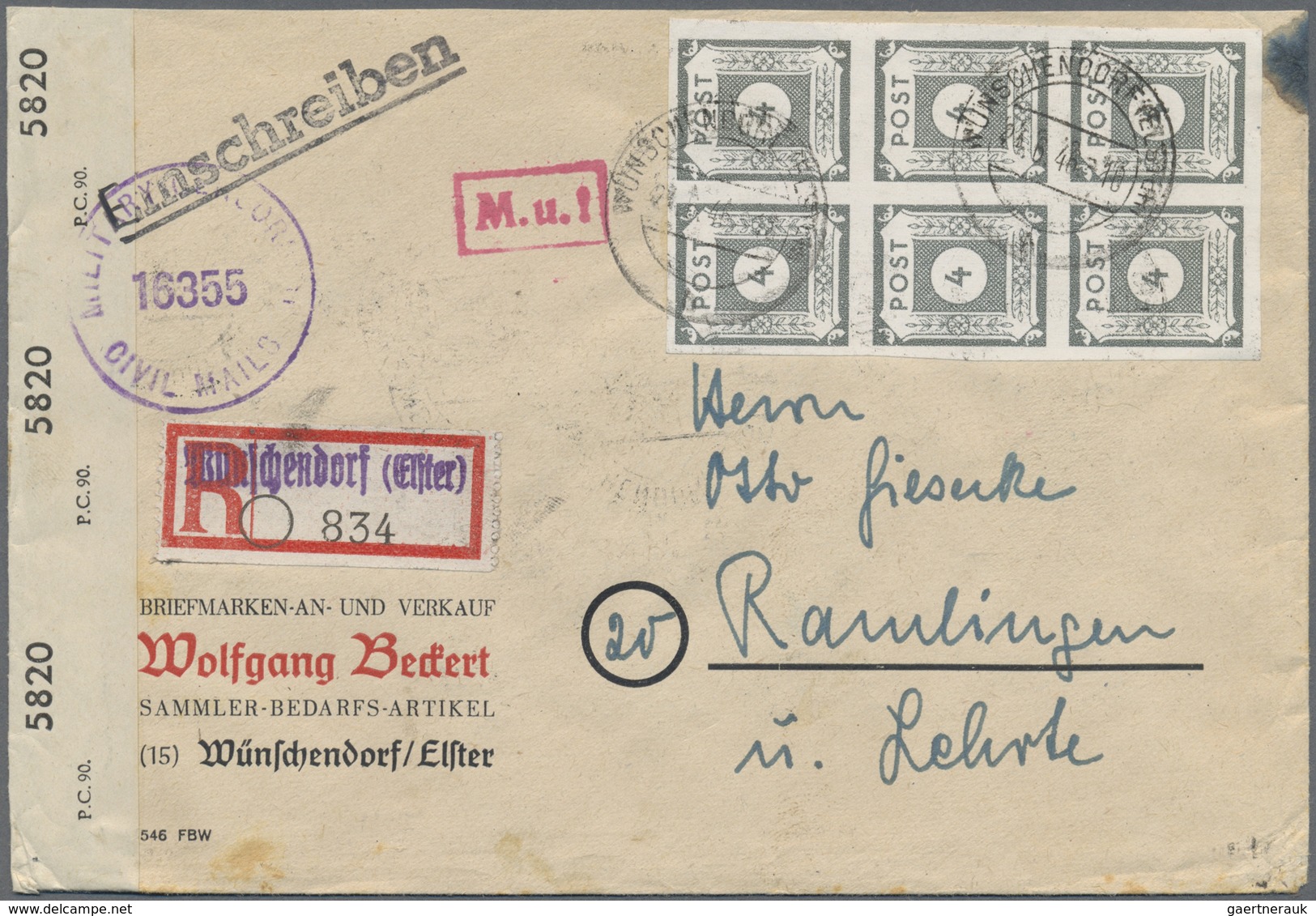 Br Sowjetische Zone - Ost-Sachsen: 1945, 4 Pf Grünlichgrau, Exakt Portogerechte Massen-MeF Mit 27 Marke - Autres & Non Classés