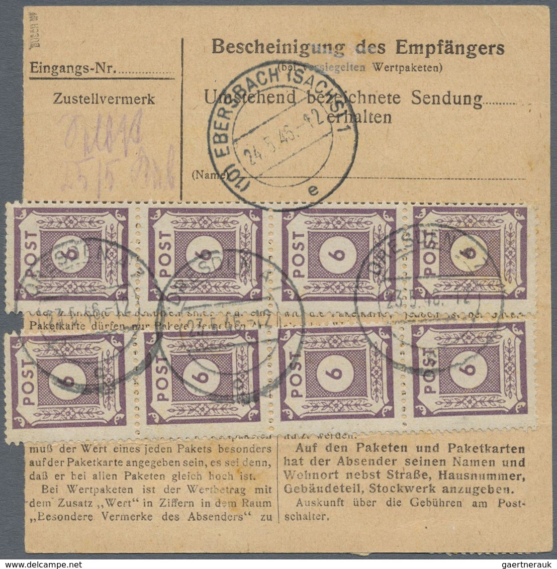 Br Sowjetische Zone - Ost-Sachsen: 1945, 6 Pf Grauviolett, 10 Stück Als Portogerechte Massen-MeF Auf Pa - Autres & Non Classés