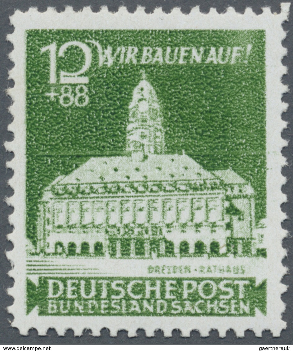 Br Sowjetische Zone - Ost-Sachsen: 1945, 12 Pfg. Wiederaufbau, Gezähnter Probedruck In Schwärzlichgelbg - Autres & Non Classés