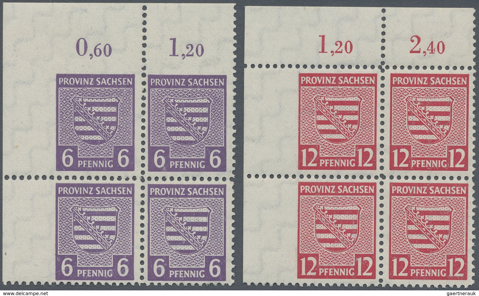 ** Sowjetische Zone - Provinz Sachsen: 1945, Provinzwappen 6 Pfg. Grauviolett Und 12 Pf Dunkelrosarot W - Autres & Non Classés