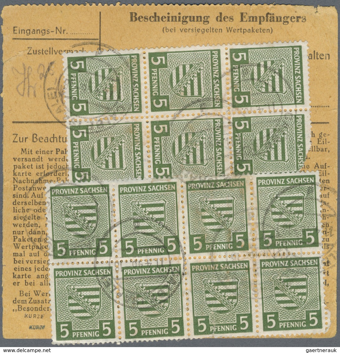 Br Sowjetische Zone - Provinz Sachsen: 1945, 5 Pf Dkl'olivgrün, 16 Stück Als Portogerechte Massen-MeF A - Sonstige & Ohne Zuordnung