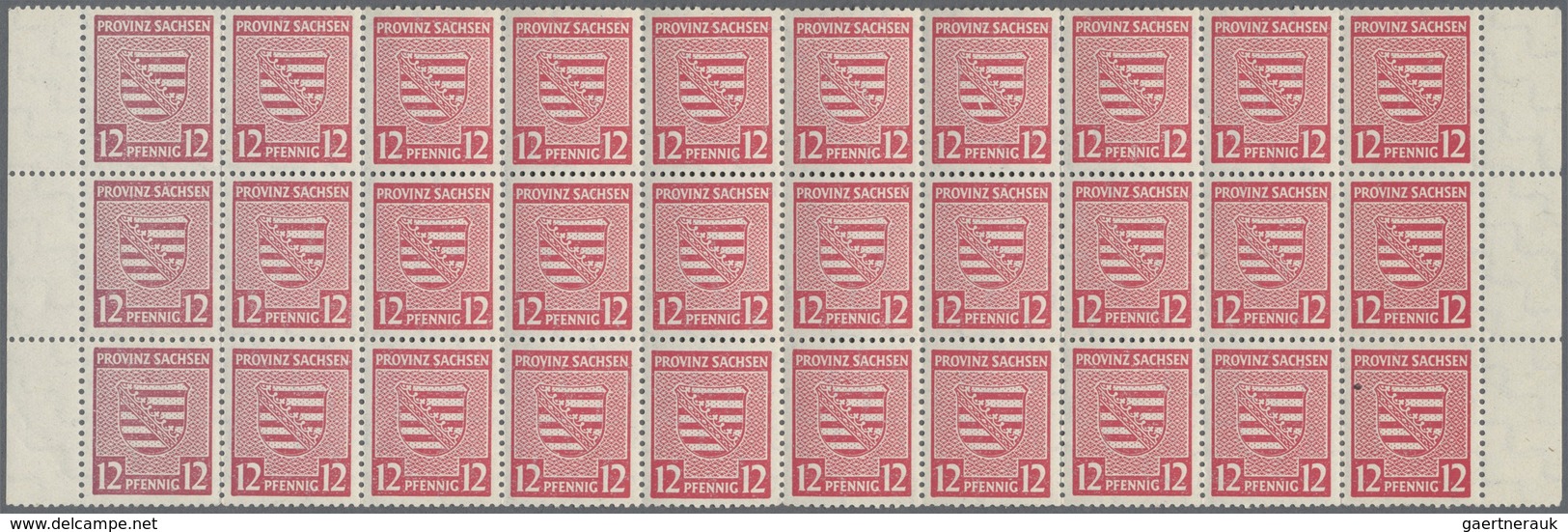 ** Sowjetische Zone - Provinz Sachsen: 1945, 12 Pfg. Ziffer Lilakarmin Mit Wasserzeichen 1 Y, Senkrecht - Autres & Non Classés