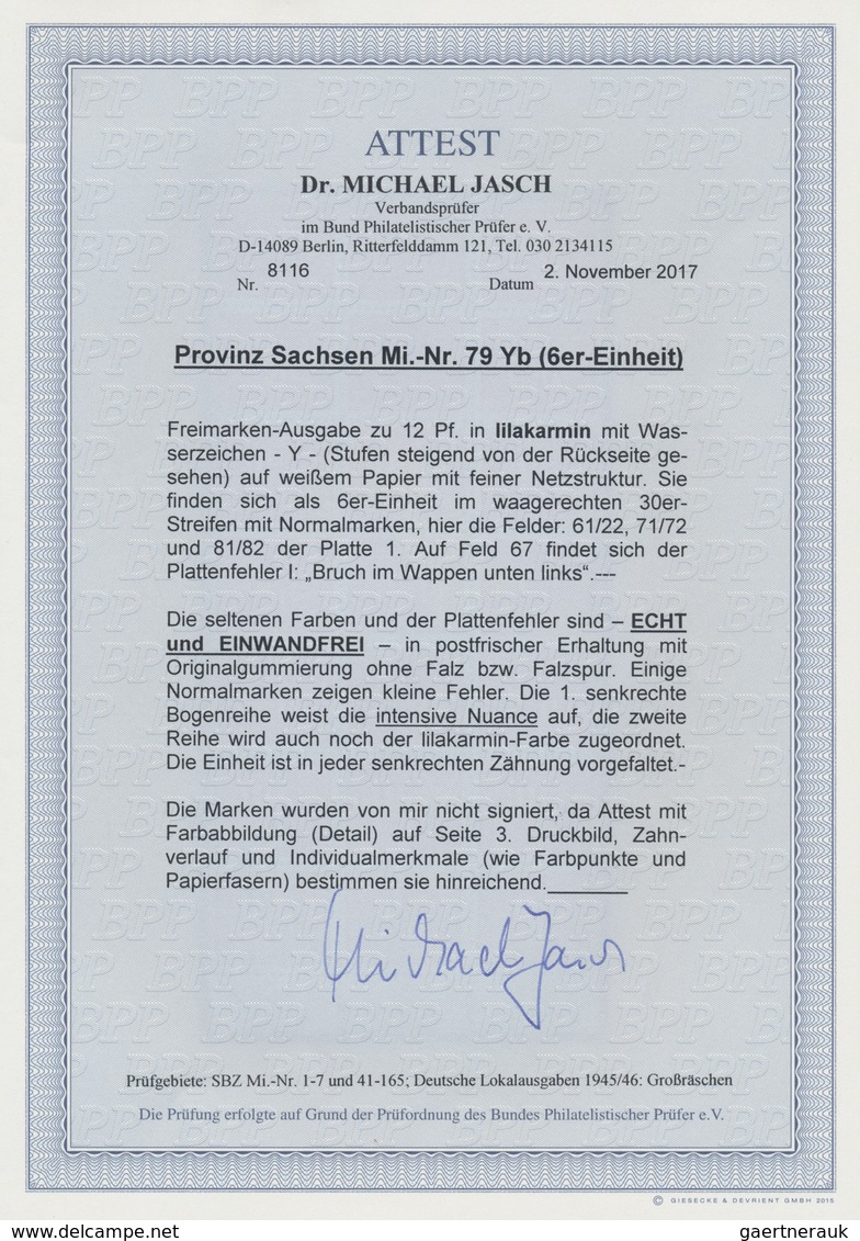 ** Sowjetische Zone - Provinz Sachsen: 1945, 12 Pfg. Ziffer Lilakarmin Mit Wasserzeichen 1 Y, Senkrecht - Sonstige & Ohne Zuordnung