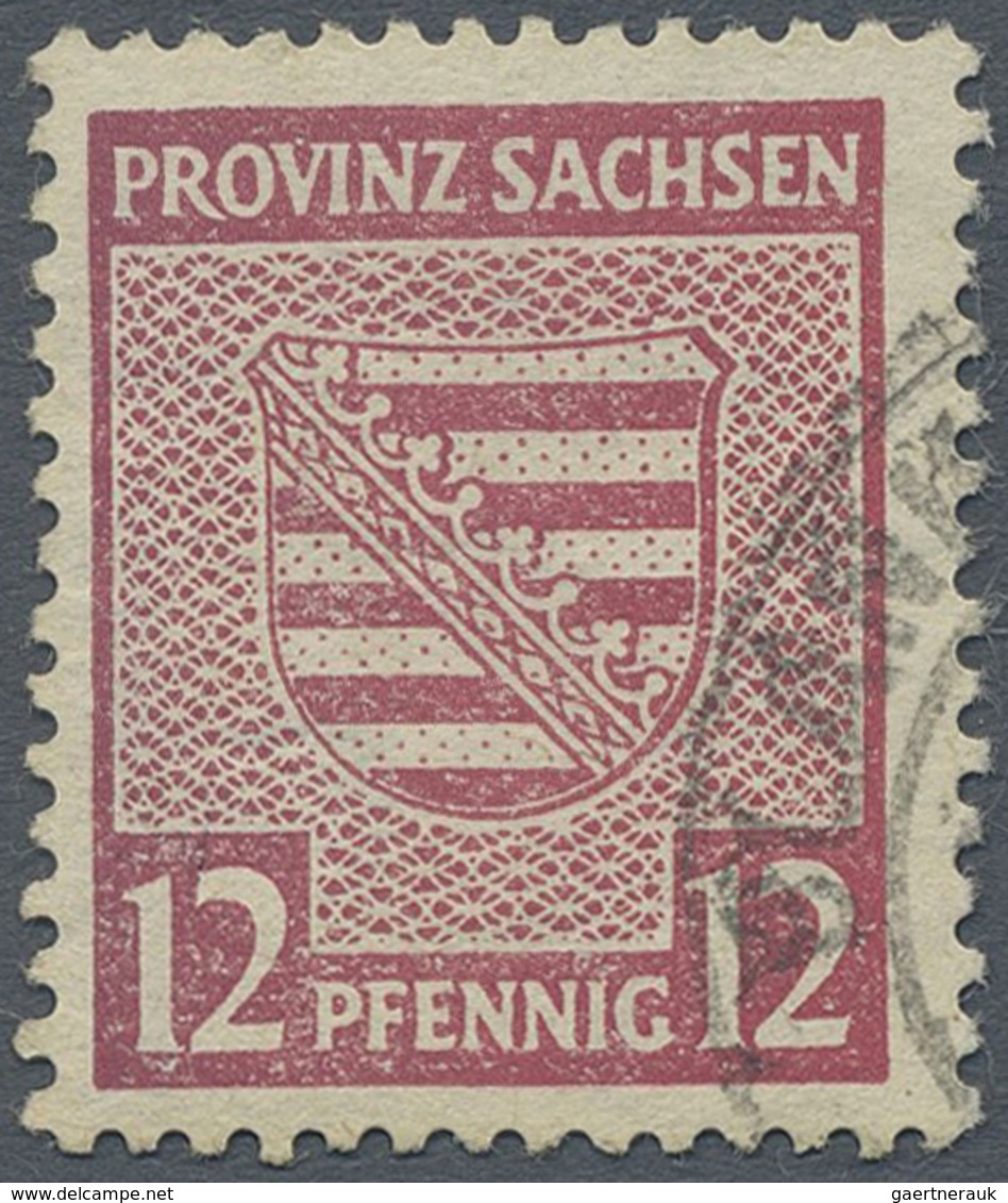 O Sowjetische Zone - Provinz Sachsen: 1945, Provinzwappen 12 Pf. In Extrem Seltener B-Farbe Lilakarmin - Sonstige & Ohne Zuordnung