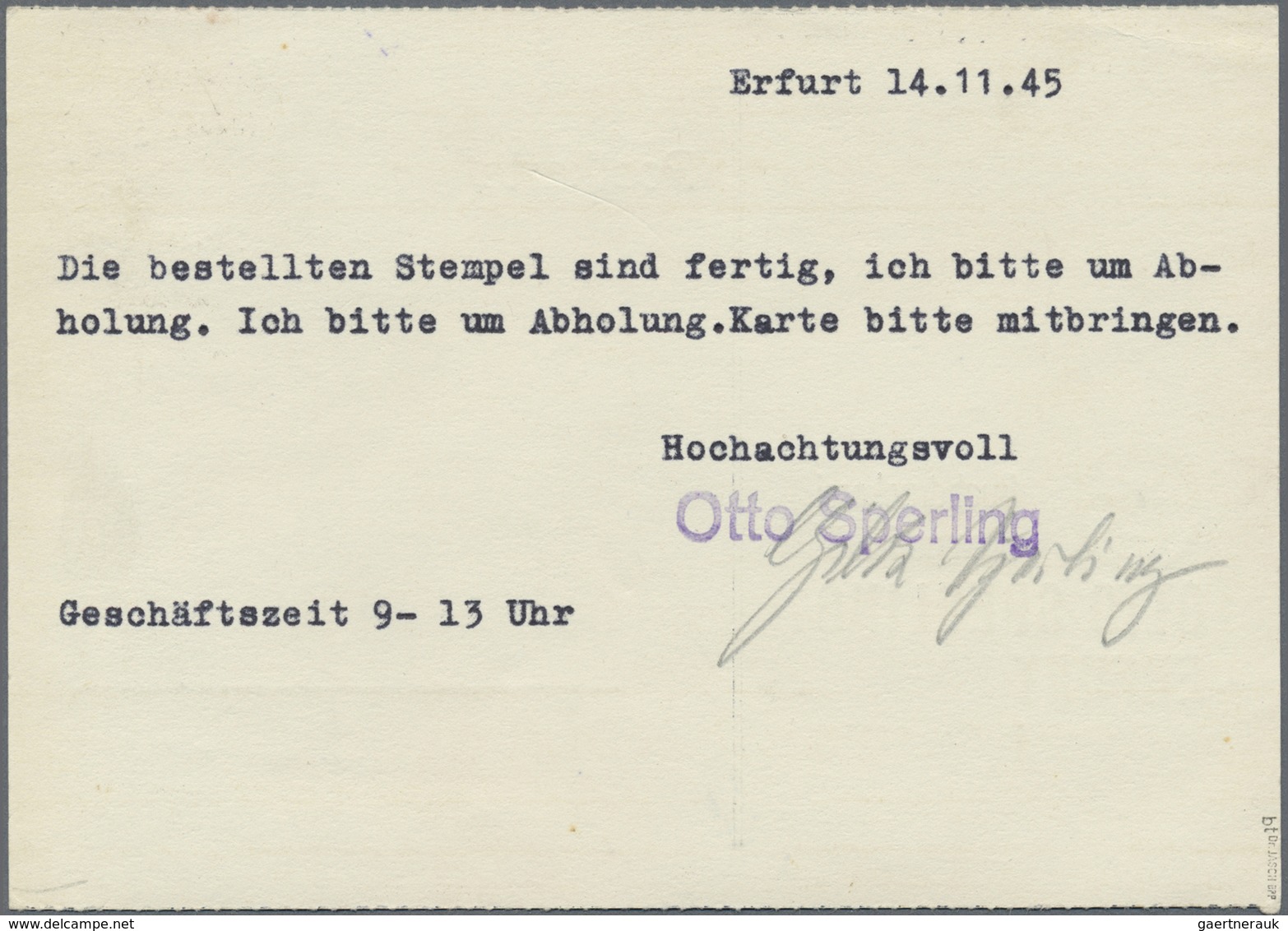 Br Sowjetische Zone - Thüringen: 1945, 5 Pf Dkl'gelblichgrün, EF Auf Ortspostkarte Erfurt 3, 15.11.45, - Sonstige & Ohne Zuordnung