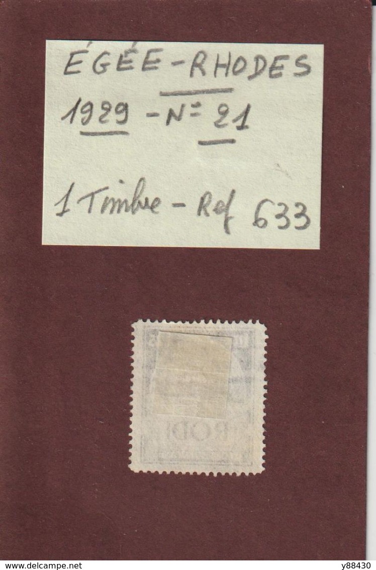 ÉGÉE . RHODES . RODI - N° 21  De 1929 - Oblitéré . En L'état.- Ancienne Colonie ITALIENNE - 2 Scannes - Egée (Rodi)