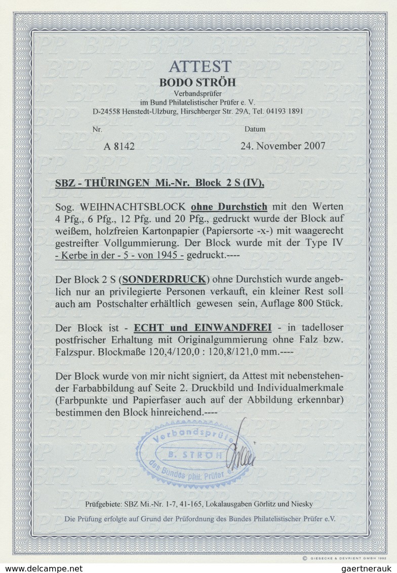 Br Sowjetische Zone - Thüringen: 1945, WEIHNACHTSBLOCK Ohne Durchstich Mit Werten 4 Pfg, 6 Pfg, 12 Pfg, - Autres & Non Classés