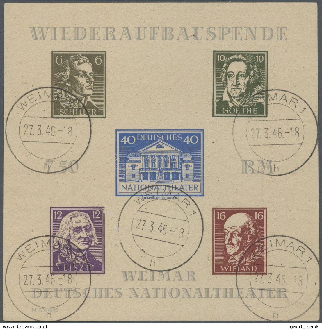 O Sowjetische Zone - Thüringen: 1946: Theater-Block, Die 6 Pfg. In Der Seltenen Farbnuance Dunkelbraun - Altri & Non Classificati