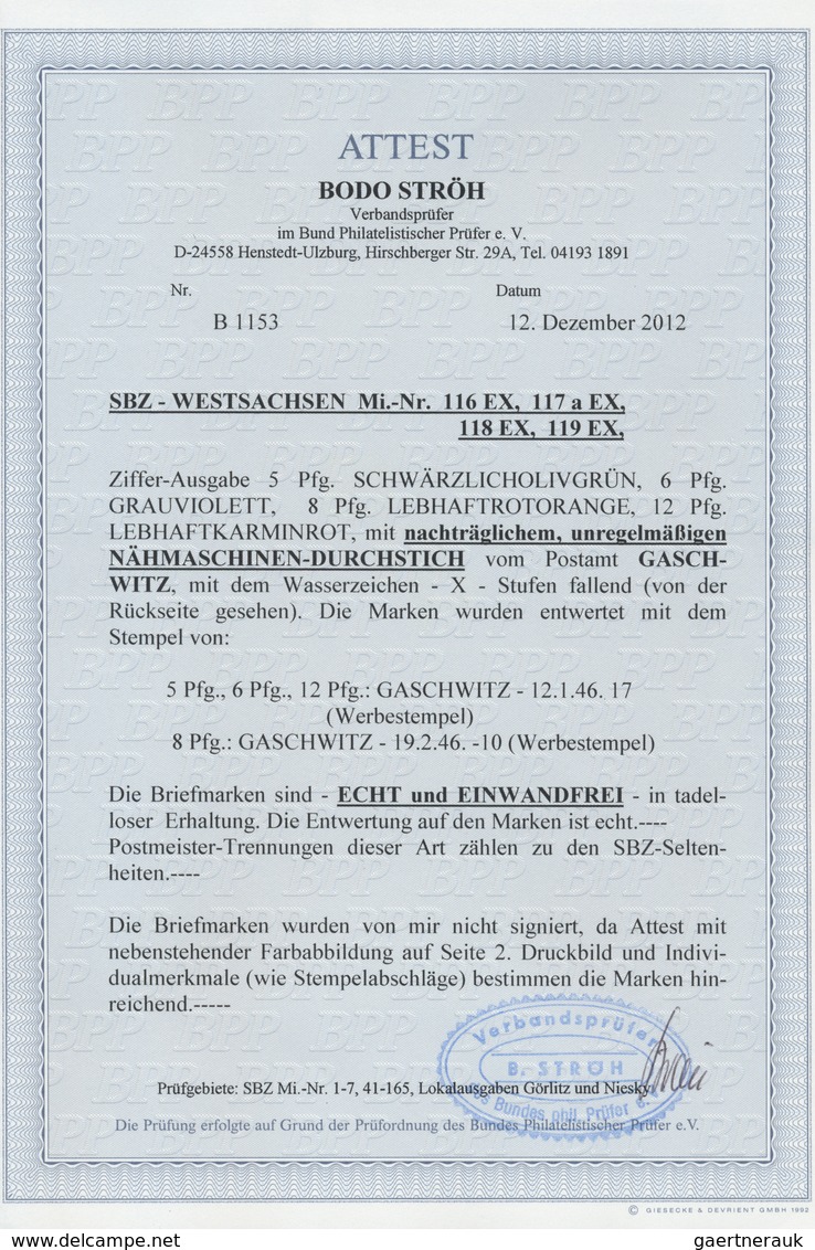 O Sowjetische Zone - West-Sachsen: 1945, Freimarken: Ziffern 5 Pf, 6 Pf 8 Pf Und 12 Pf, Mit Fallendem - Altri & Non Classificati