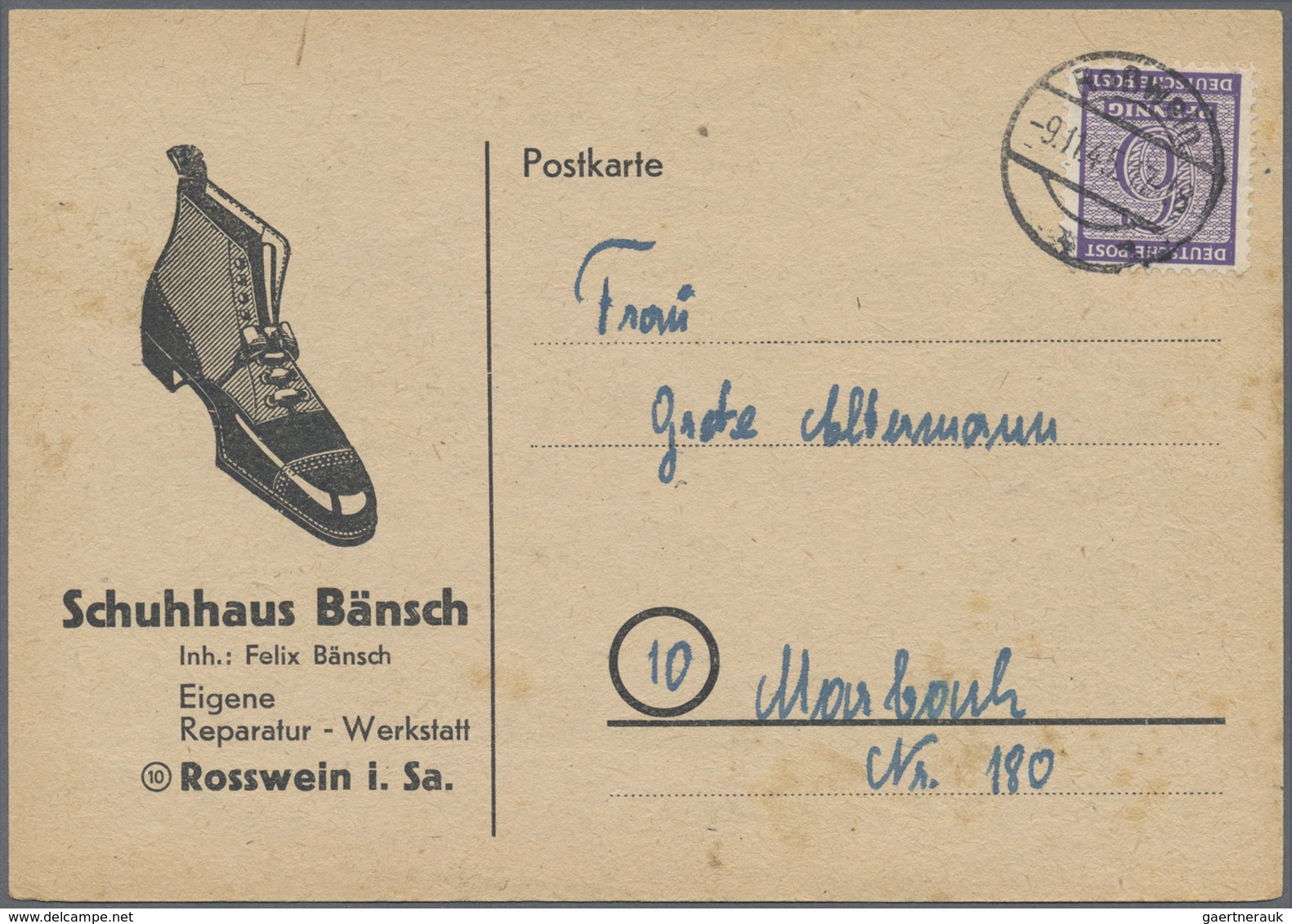 Br Sowjetische Zone - West-Sachsen: Bedarfskarte  Mit 117 B Xa Von Roßwein, Sehr Selten. Karte Fleckig. - Autres & Non Classés
